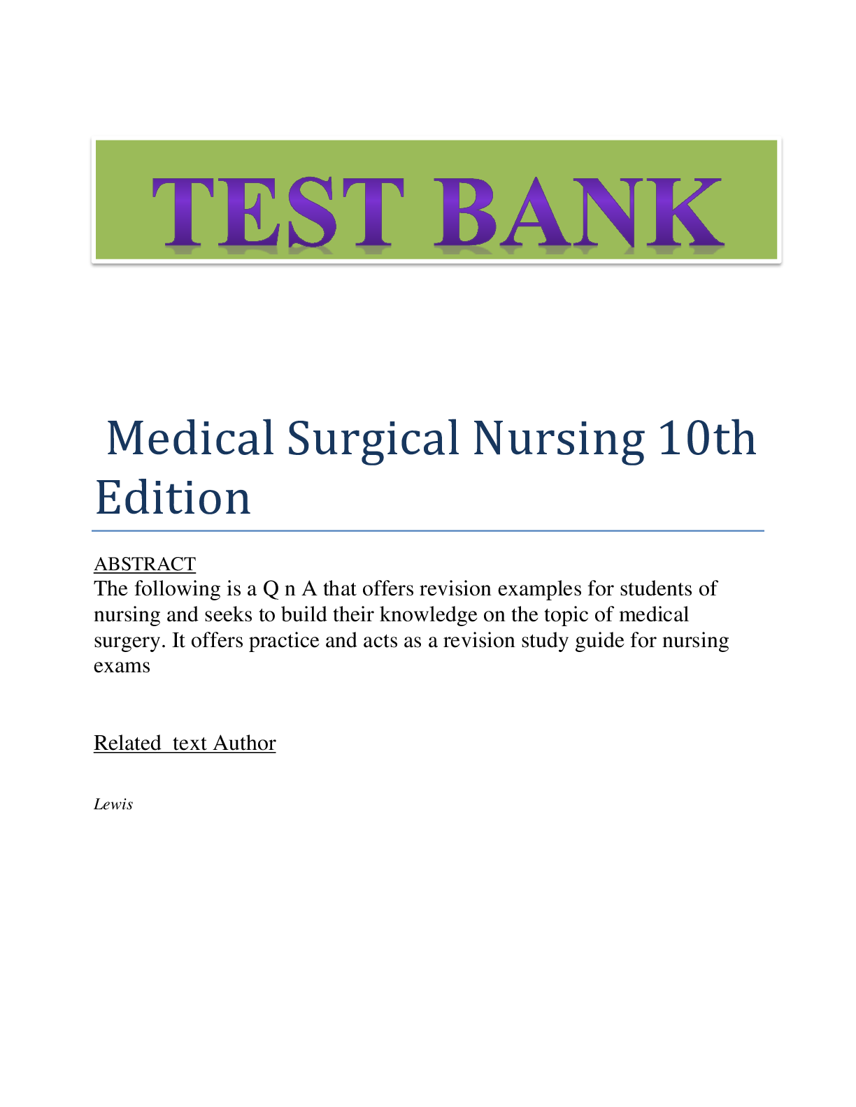 Recommended document preview for Chapter 26: Upper Respiratory Problems Lewis: Medical- Surgical Nursing, 10th Edition